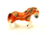 Thoroughbred Horse Trinket Box. Brown Enamel & Austrian Crystals