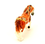 Thoroughbred Horse Trinket Box. Brown Enamel & Austrian Crystals