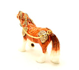 Thoroughbred Horse Trinket Box. Brown Enamel & Austrian Crystals
