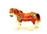Thoroughbred Horse Trinket Box. Brown Enamel & Austrian Crystals