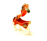 Thoroughbred Horse Trinket Box. Brown Enamel & Austrian Crystals