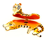 Sitting Tiger Trinket Box Made with Austrian Crystals