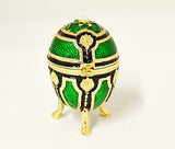 Decorative Green Egg Trinket Box. Made with Austrian Crystals & Enamel