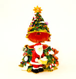 Christmas Tree with Santa, Bear & Horse Trinket Box. Very Detailed with Austrian Crystals