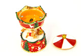 Holiday Carousel with Reindeer & Santa Trinket Box Colorful Enamel & Austrian Crystals