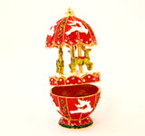 Holiday Carousel Trinket Box with Reindeers. Hand Crafted with Austrian Crystals