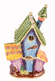 Halloween Haunted House Trinket Box Colorful Enamel & Austrian Crystals