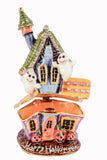 Halloween Haunted House Trinket Box Colorful Enamel & Austrian Crystals