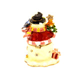 Snowman Holding Gifts Trinket Box. Handmade with Austrian Crystals