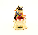Snowman Holding Gifts Trinket Box. Handmade with Austrian Crystals