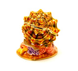 Coral Conch Shell Trinket Box. Very Detailed with Austrian Crystals