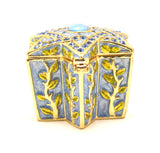 Star Of David Trinket Box. Blue Enamel & Austrian Crystals