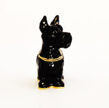 Charming Scotty Dog Trinket Box. Hand Painted Enamel with Austrian Crystals