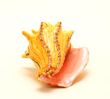 Beautiful Conch Shell Trinket Box Made with Austrian Crystals