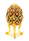 Musical Egg Trinket Box with Floral Design. Hand Detailed with Austrian Crystals