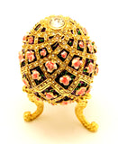 Musical Egg Trinket Box with Floral Design. Hand Detailed with Austrian Crystals