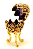 Musical Egg Trinket Box with Floral Design. Hand Detailed with Austrian Crystals