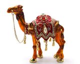Regal Camel Trinket Box with Red Saddle Handmade with Austrian Crystals