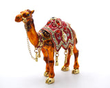 Regal Camel Trinket Box with Red Saddle Handmade with Austrian Crystals