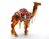 Regal Camel Trinket Box with Red Saddle Handmade with Austrian Crystals