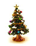 Christmas Tree with Decorations Trinket Box. Hand Crafted with Austrian Crystals Enamel