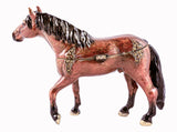 Horse Standing Trinket Box with Brown Enamel & Austrian Crystals