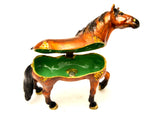 Horse Standing Trinket Box with Brown Enamel & Austrian Crystals