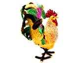 Colorful Large Rooster Trinket Box Hand Painted Enamel with Austrian Crystals