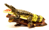 Alligator on Branch Trinket Box Handmade with Austrian Crystals