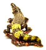 Alligator on Branch Trinket Box Handmade with Austrian Crystals
