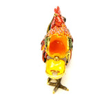 Feathered Rooster Trinket Box with Colorful Enamel & Austrian Crystals