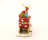 Santa Claus with Reindeer & Sleigh Trinket Box. Very Detailed with Austrian Crystals