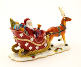 Santa Claus with Reindeer & Sleigh Trinket Box. Very Detailed with Austrian Crystals