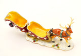 Santa Claus with Reindeer & Sleigh Trinket Box. Very Detailed with Austrian Crystals