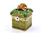 Sparkling Frog on Lily Pad Trinket Box