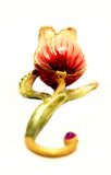 Tulip Flower Trinket Box with Austrian Crystals & Enamel