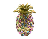 Jeweled Pineapple Trinket Box. Hand Set Austrian Crystals & Enamel