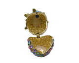 Jeweled Pineapple Trinket Box. Hand Set Austrian Crystals & Enamel