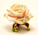 Rose Flower Trinket Box. Hand Crafted with Austrian Crystals