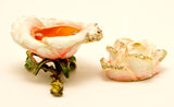 Rose Flower Trinket Box. Hand Crafted with Austrian Crystals