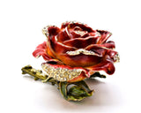Rose Flower Trinket Box. Hand Crafted with Austrian Crystals
