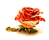 Rose Flower Trinket Box. Hand Crafted with Austrian Crystals