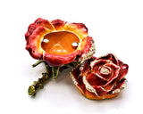 Rose Flower Trinket Box. Hand Crafted with Austrian Crystals
