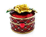 Jeweled Rose Flower Trinket Box