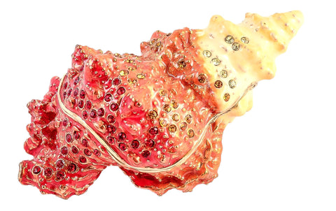 Trumpet Shell Trinket Box Hand Crafted with Austrian Crystals