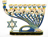 Jeweled Floral Menorah with Star of David & Pomegranate