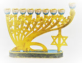 Jeweled Floral Menorah with Star of David & Pomegranate