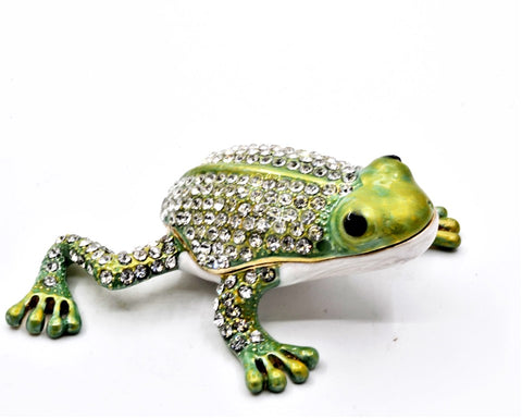 All Jeweled Leapaing Frog Tinket Box