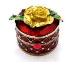 Jeweled Rose Flower Trinket Box