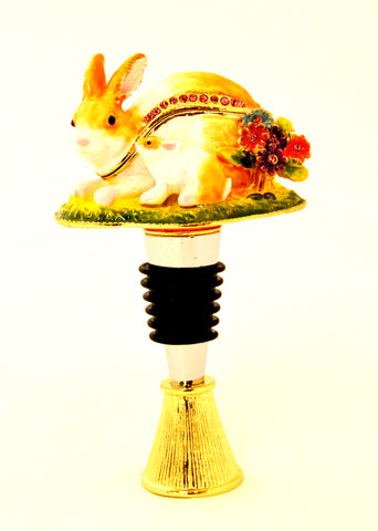 Bunny with Baby Trinket Box Bottle Stopper with Stand